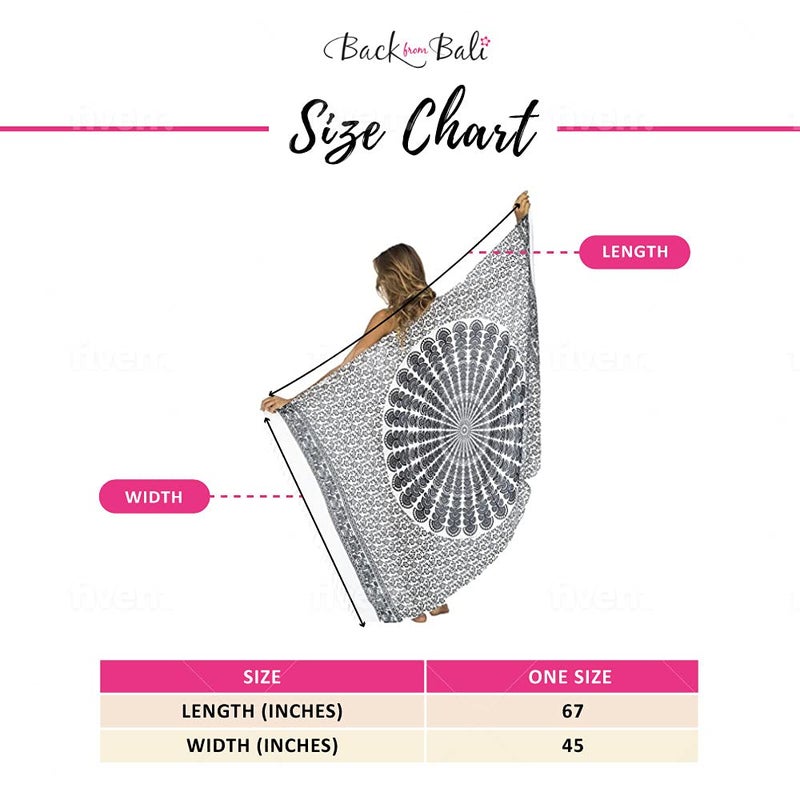 Back From Bali Womens Beach Swimsuit Bikini Cover Up Wrap and Clip Sarong Peacock Fuchsia Mint - Image 3